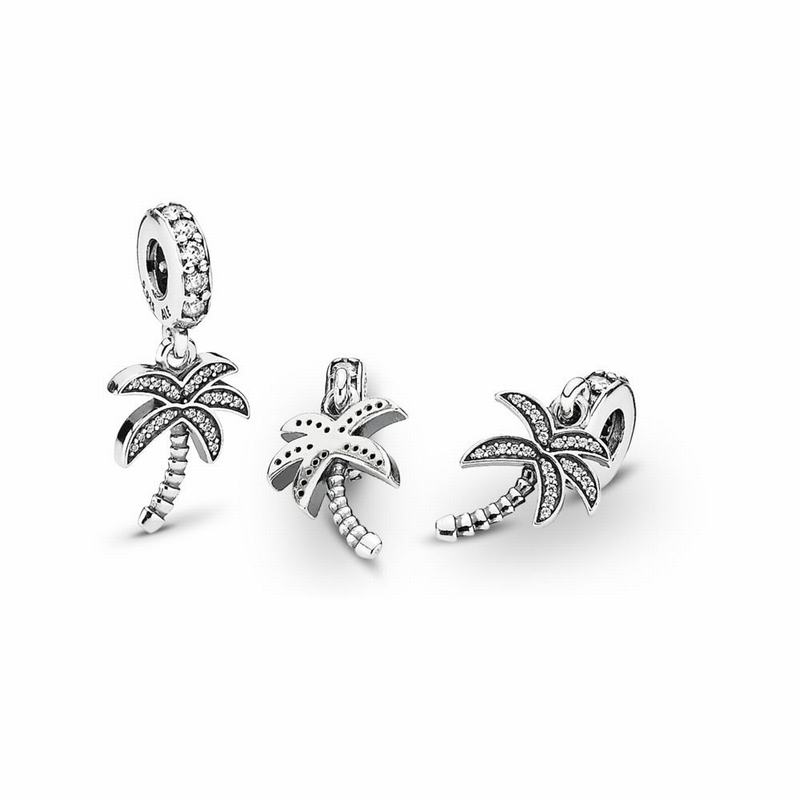 Pandora Sparkling Palm Tree Dangle Charm - Sterling Silver/Cubic Zirconia - Canada | GC9921ER